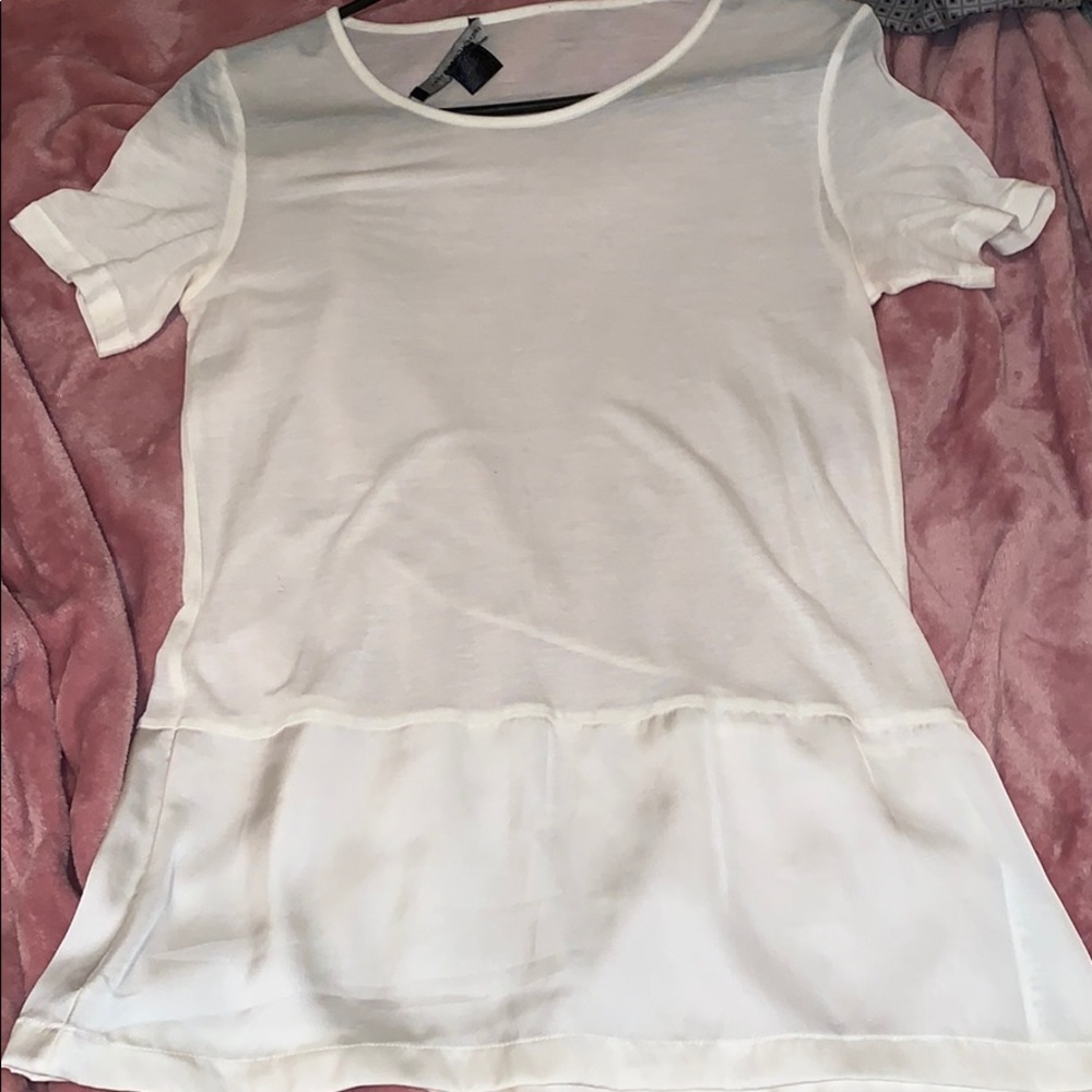 White sheer short sleeve tee